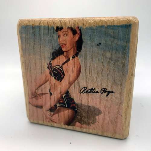 Bettie Page Wood Block