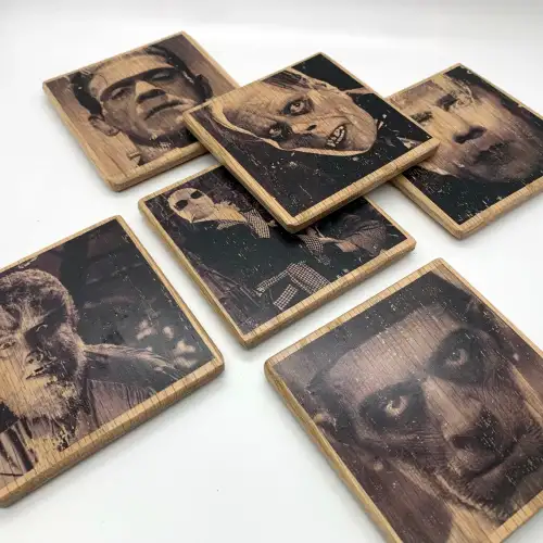 Classic Monsters Wood Coasters
