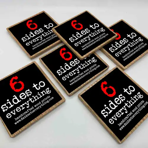 6 Sides Custom Wood Coasters